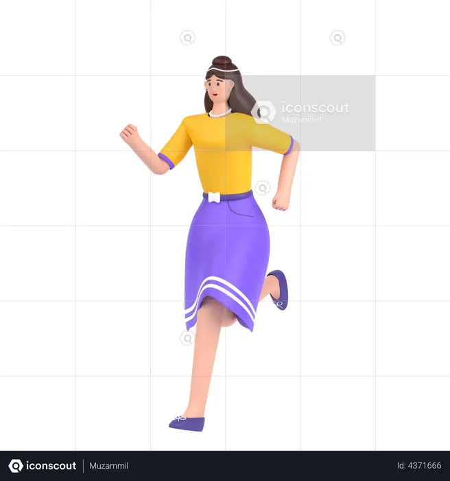 Happy Girl doing running exercise  3D Illustration
