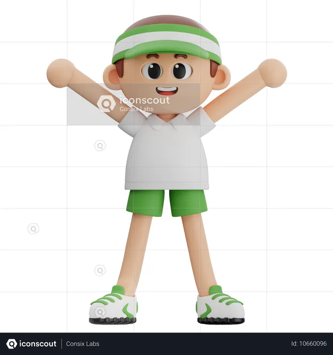 Happy Golf Player  3D Illustration