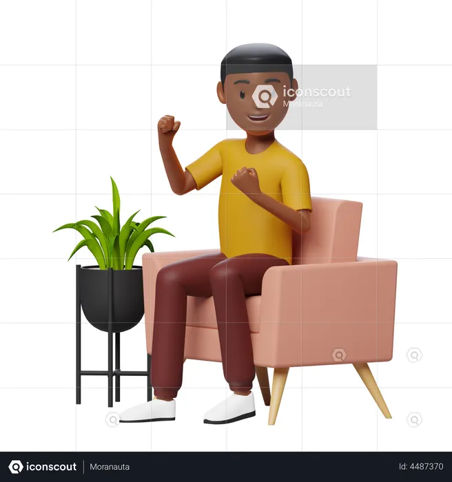 Happy Guy sitting  3D Illustration