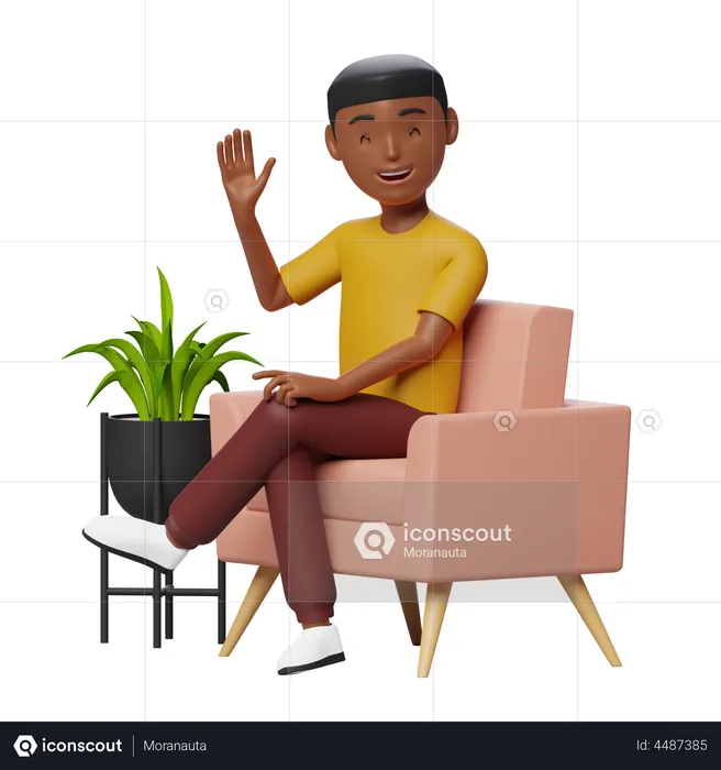 Happy Guy sitting on sofa  3D Illustration