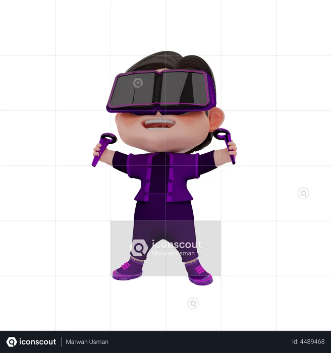 Happy Guy using Metaverse technology  3D Illustration