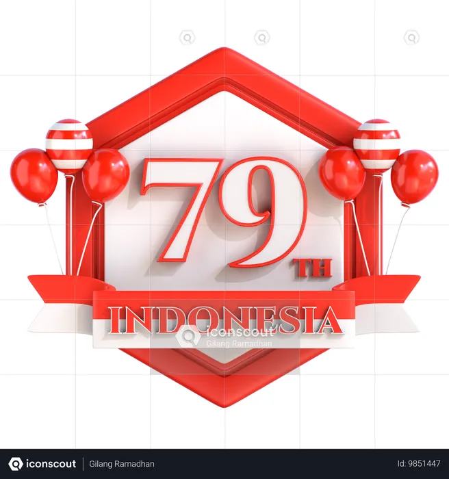 インドネシア独立記念日79周年おめでとうございます  3D Icon