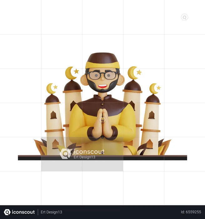Happy Man For Ied Mubarak  3D Icon