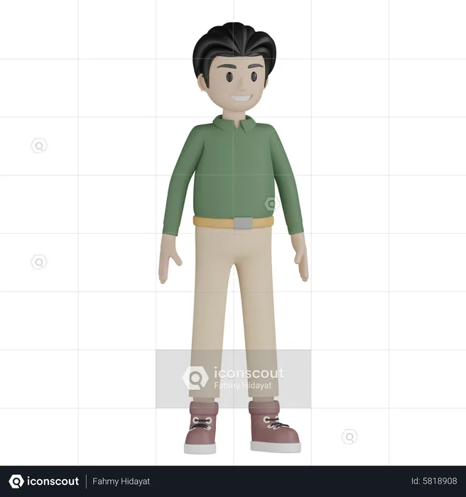 Happy man giving standing pose  3D Illustration