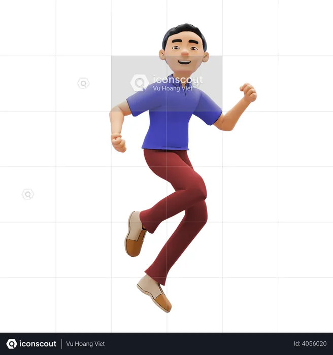 Happy man jumping  3D Illustration