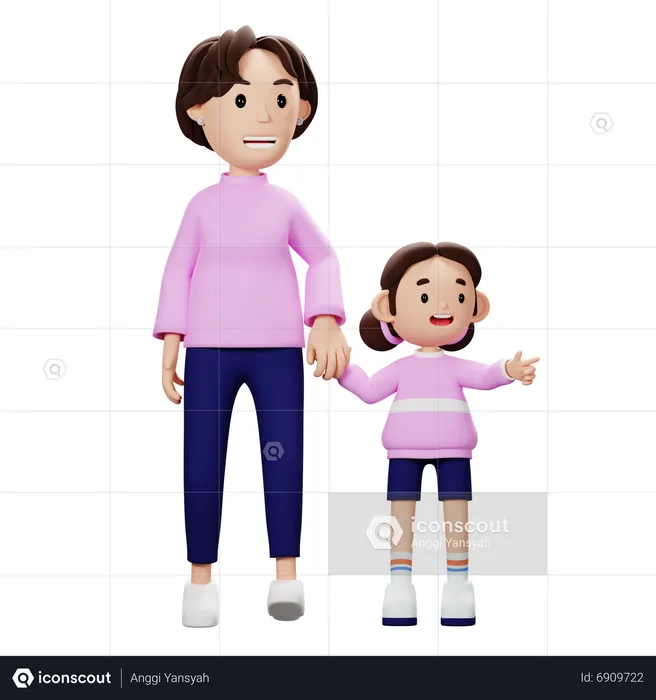 Happy Mother And Son  3D Illustration