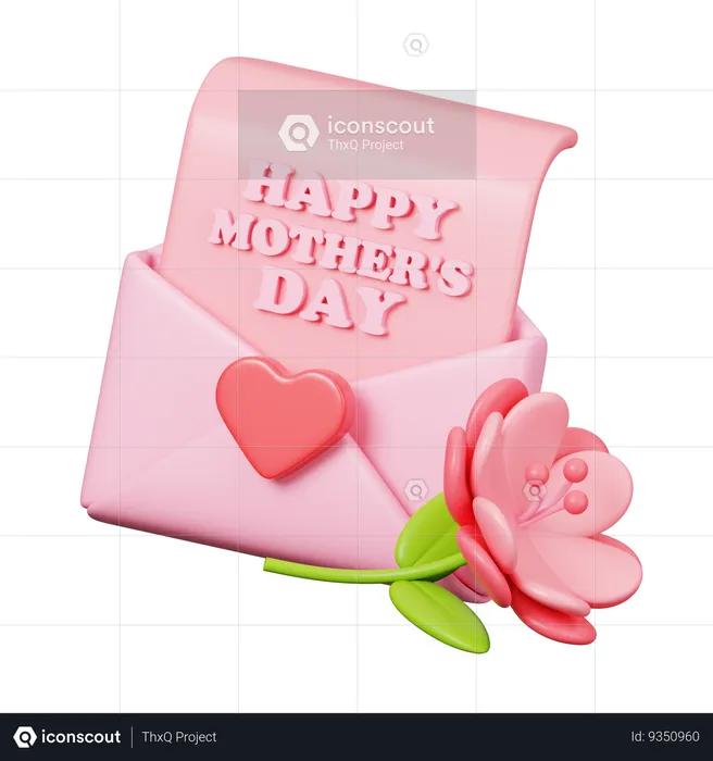 Happy Mother Day Letter  3D Icon