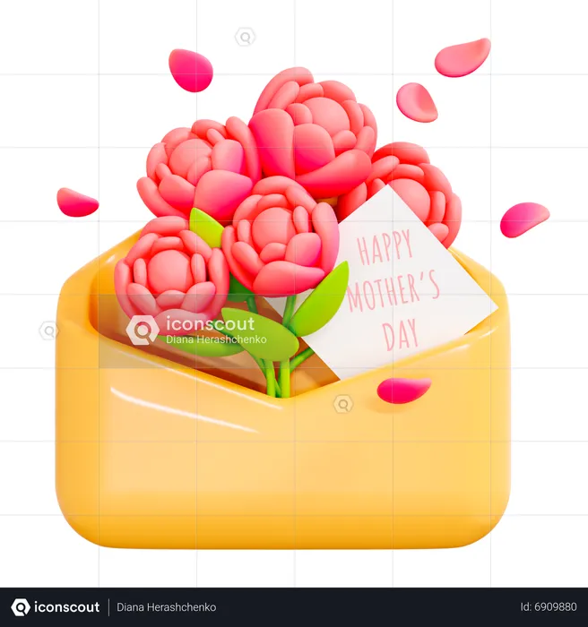 Happy Mothers Day Letter  3D Icon