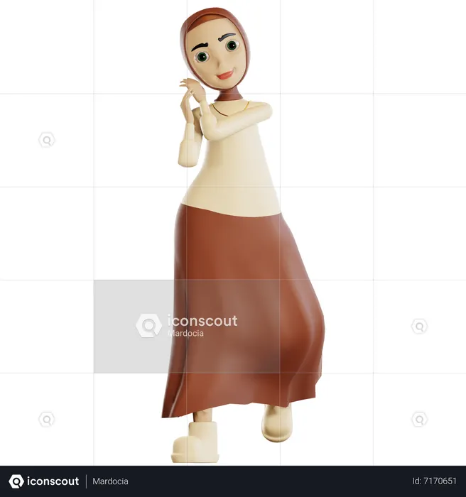 Happy Muslim female  3D Icon