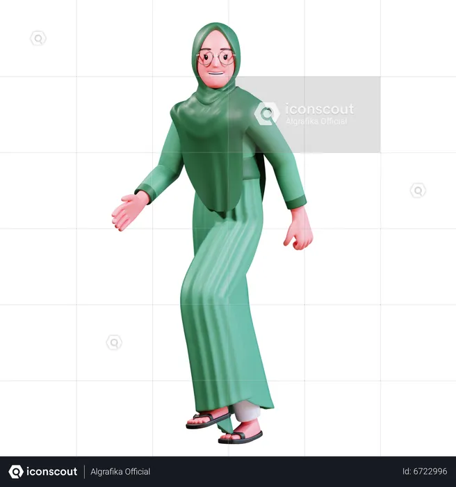 Happy Muslim Female  3D Illustration