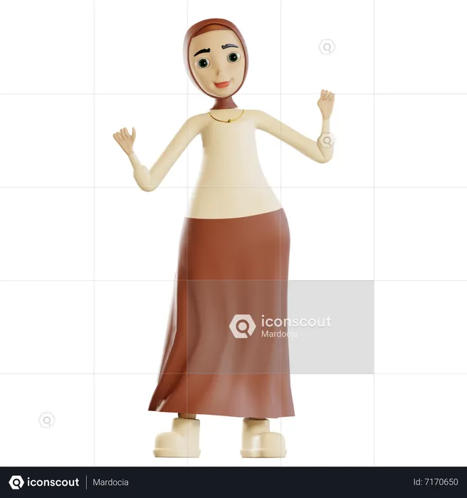 Happy Muslim female  3D Illustration