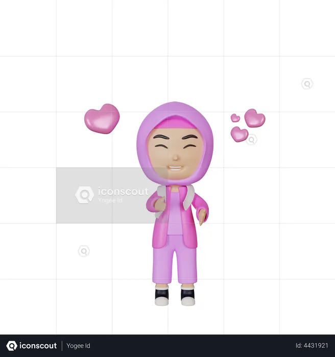 Happy Muslim girl  3D Illustration