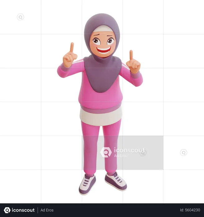 Happy Muslim Girl  3D Illustration