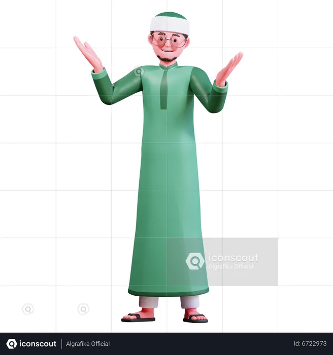 Happy Muslim Man  3D Illustration