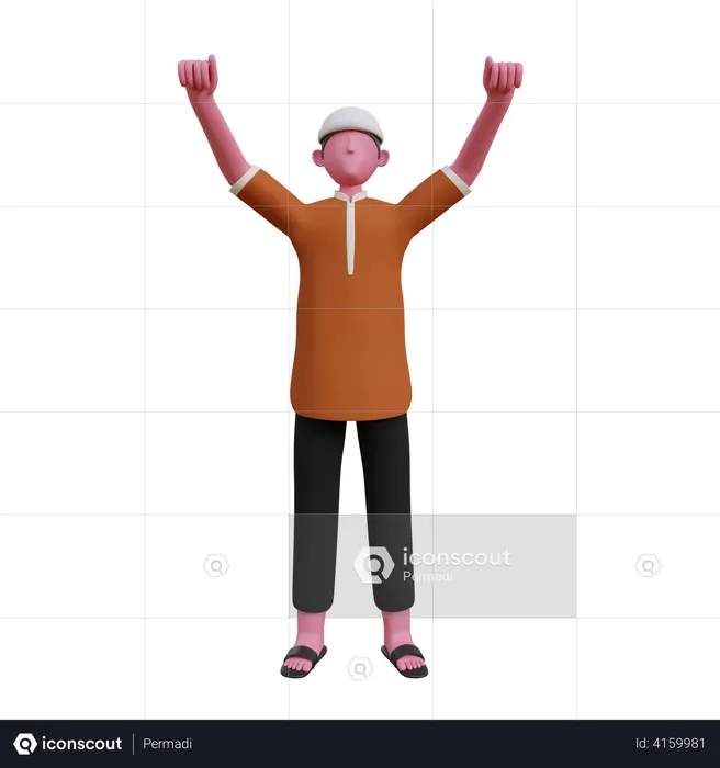 Happy Muslim man  3D Illustration