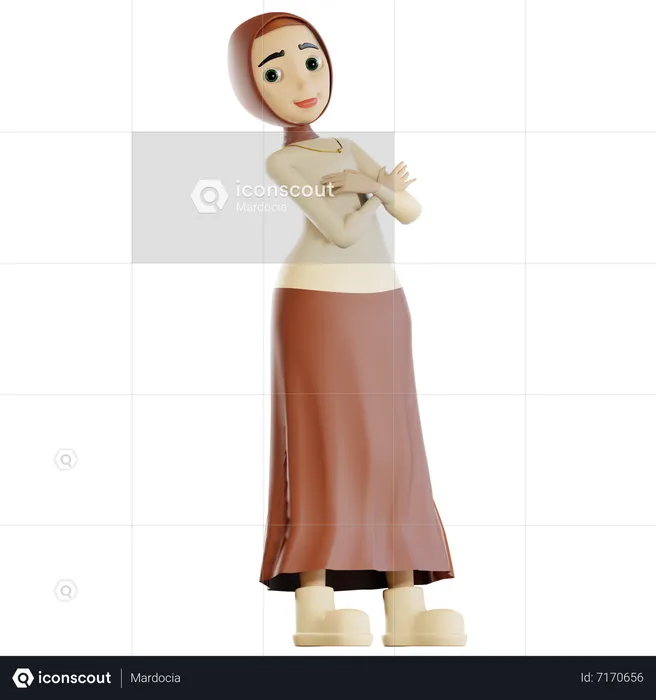 Happy muslim woman  3D Illustration