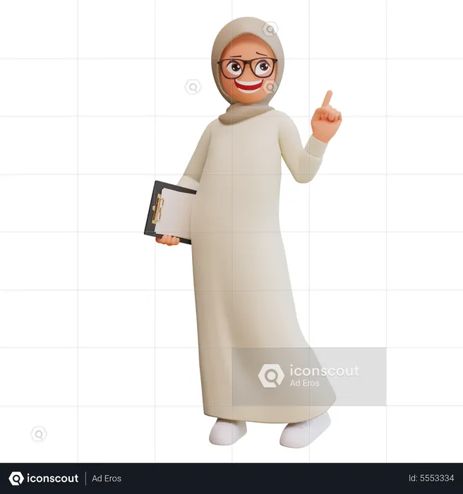 Happy Muslim Woman Posing  3D Illustration