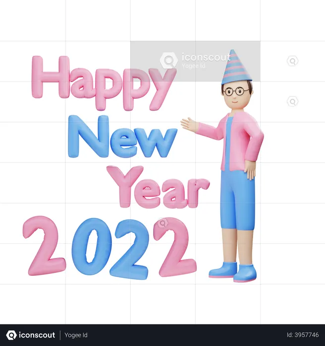 Happy New Year 2022  3D Icon