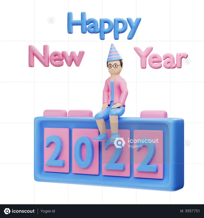Happy New Year 2022  3D Icon