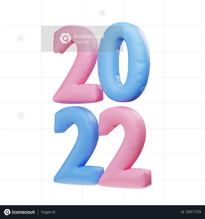 Happy New Year 2022  3D Icon