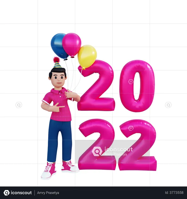 Happy New Year 2022  3D Illustration