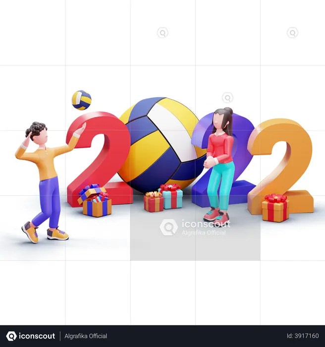 Happy New Year 2022 Celebration  3D Illustration