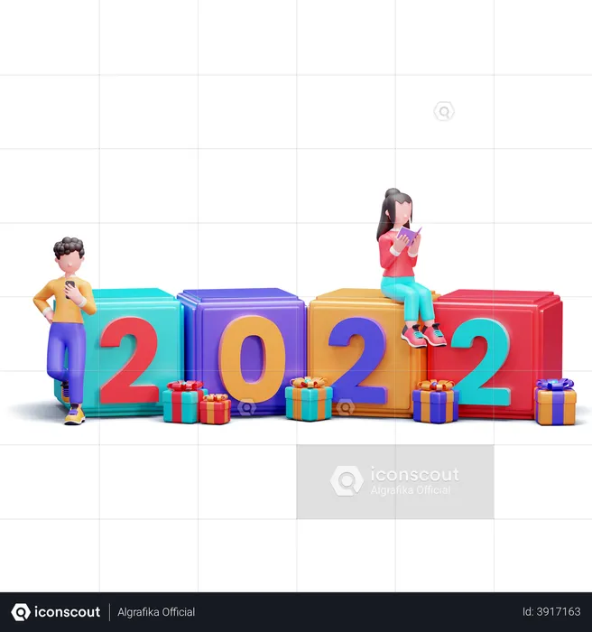 Happy New Year 2022 Celebration  3D Illustration