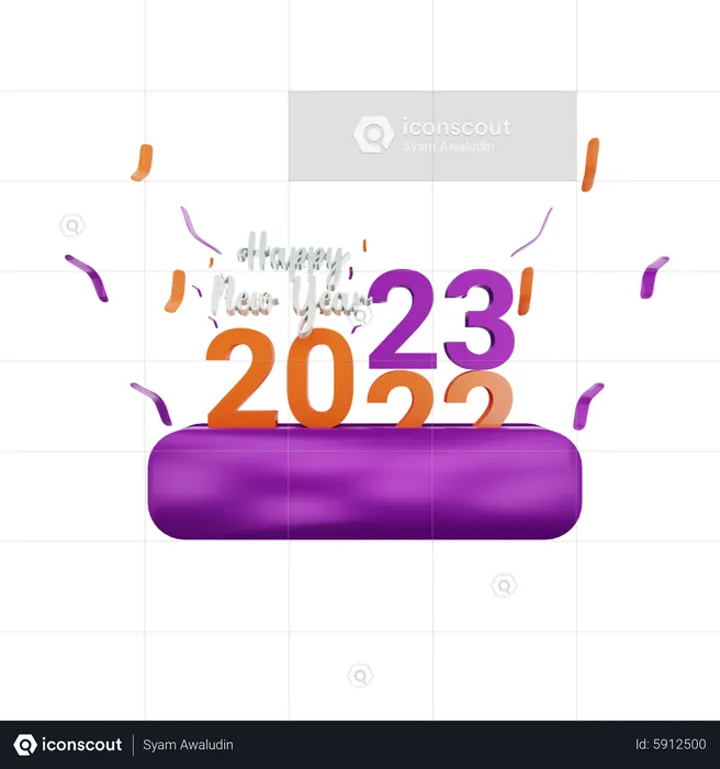 Happy New Year 2023  3D Icon