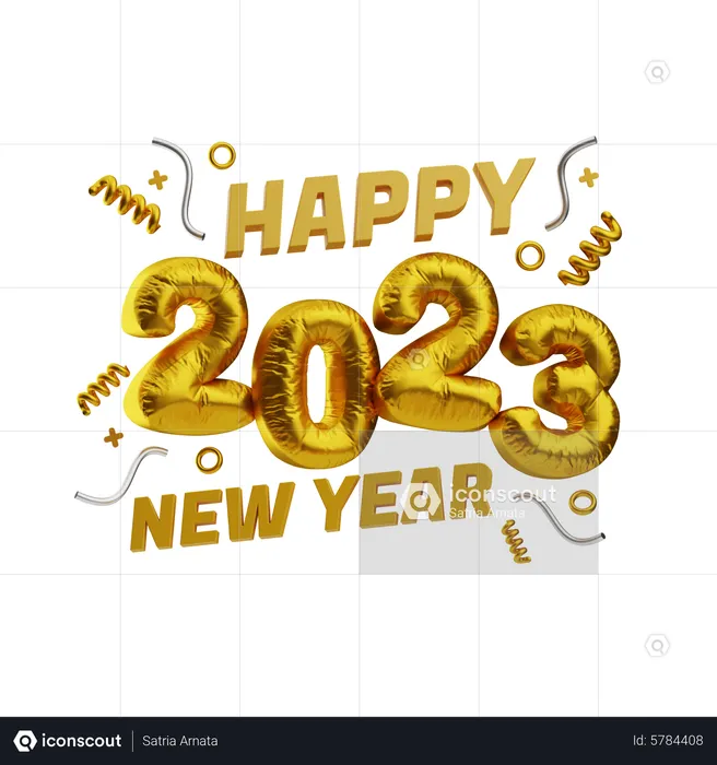 Happy New Year 2023  3D Icon