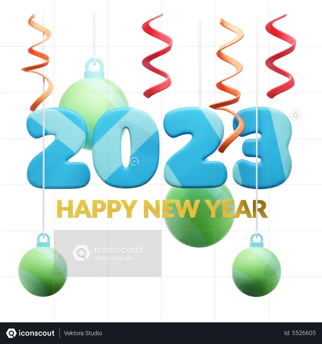 Happy New Year 2023 Decoration  3D Icon
