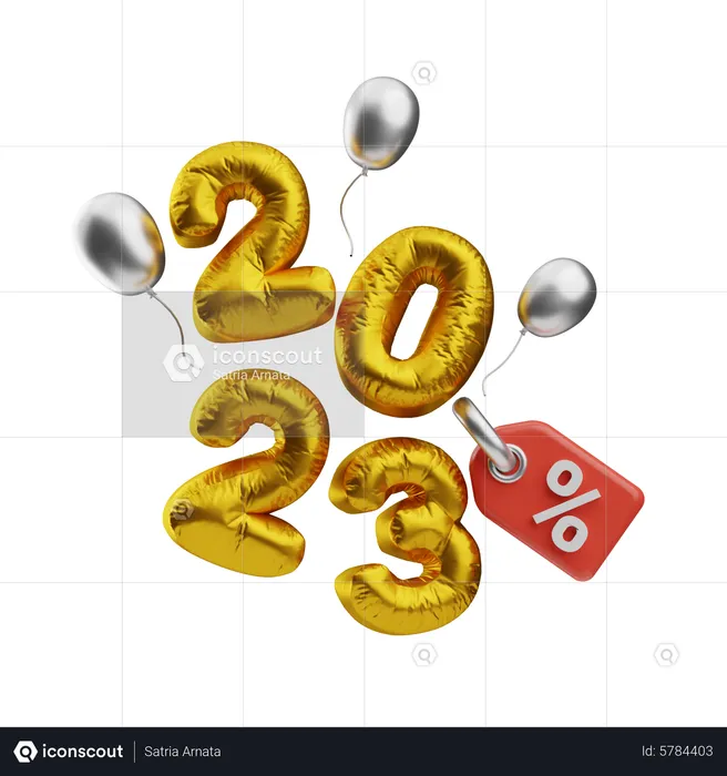 Happy New Year 2023 Discount  3D Icon