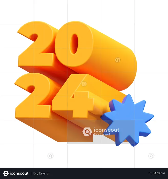 Happy new year 2024  3D Icon