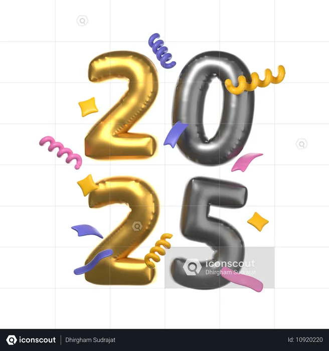 Happy New Year 2025  3D Icon