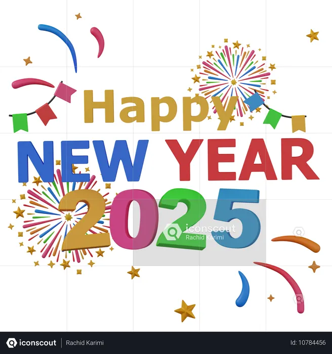 Happy new year 2025  3D Icon