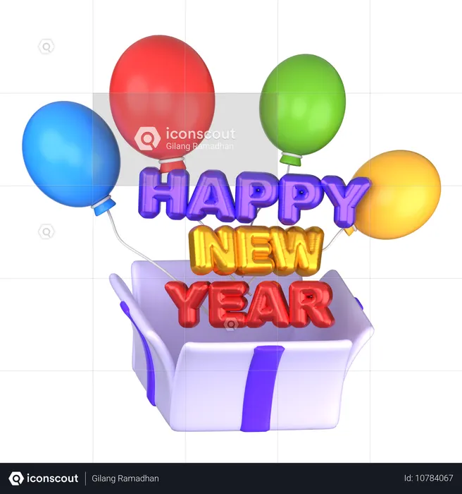 新年おめでとうバルーン  3D Icon