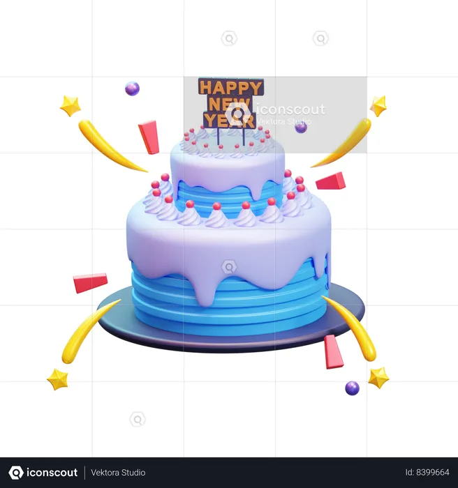 Happy new year cake  3D Icon