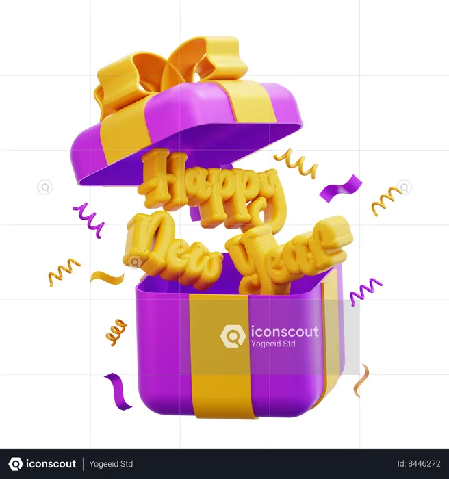 Happy New Year Giftbox  3D Icon