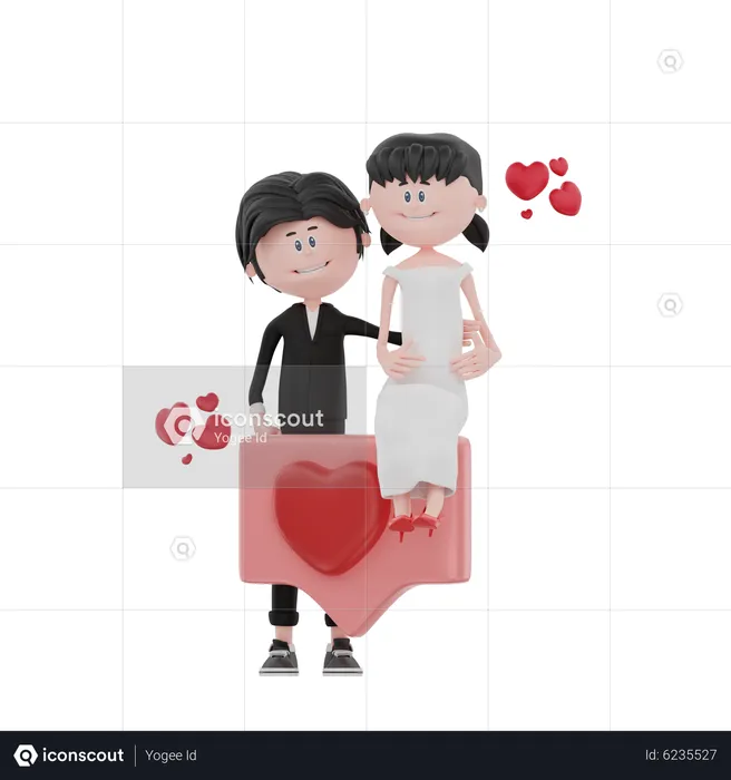 Happy Newly wedded couple  3D Illustration