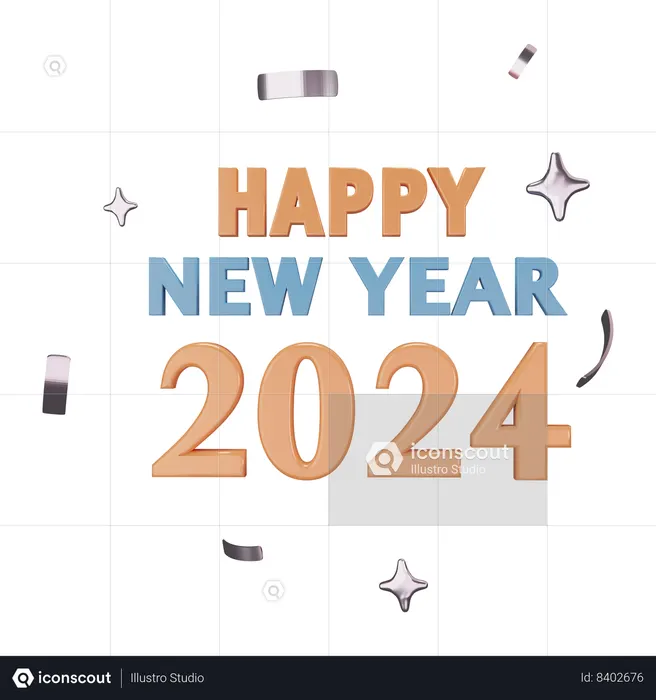 Happy newyear 2024  3D Icon