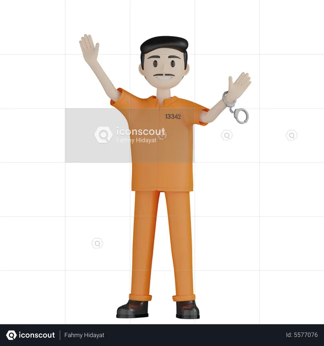 Happy Prisoner Released  3D Illustration