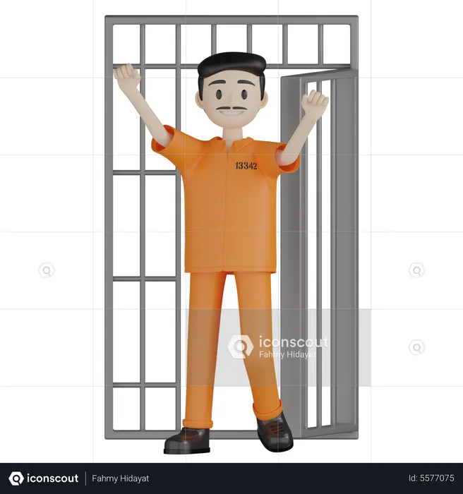 Happy Prisoner Released On Bail  3D Illustration