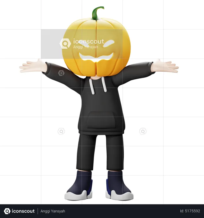Happy Pumpkin with open arms  3D Illustration