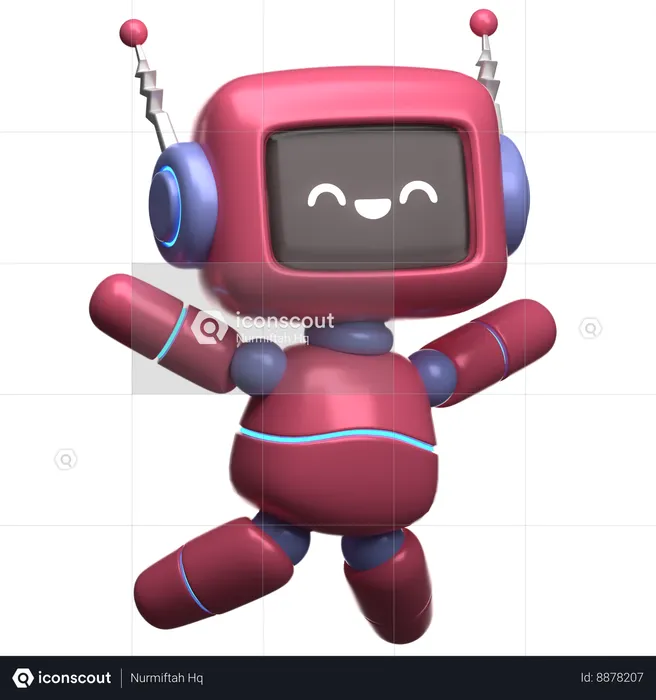 Happy Robot  3D Illustration