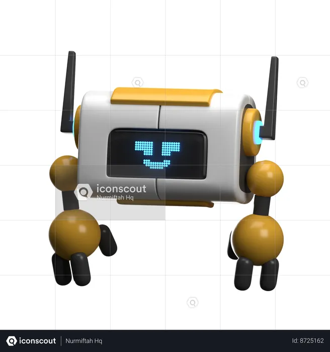 Happy Robot  3D Illustration