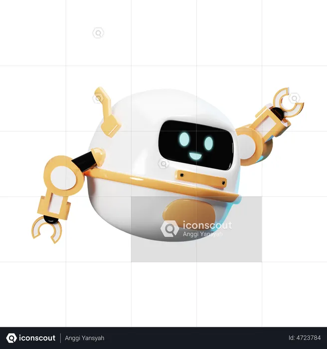 Happy Robot Fly  3D Illustration
