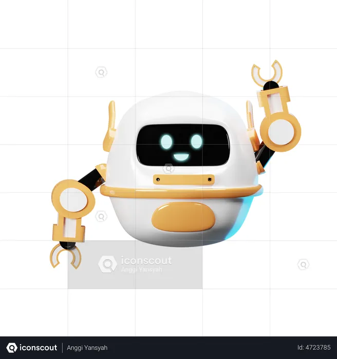 Happy Robot Say Hai  3D Illustration
