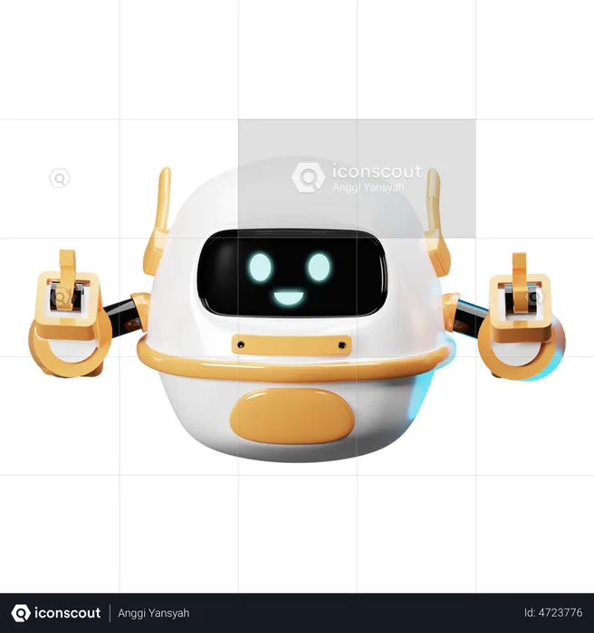 Happy Robot Say Hello  3D Illustration