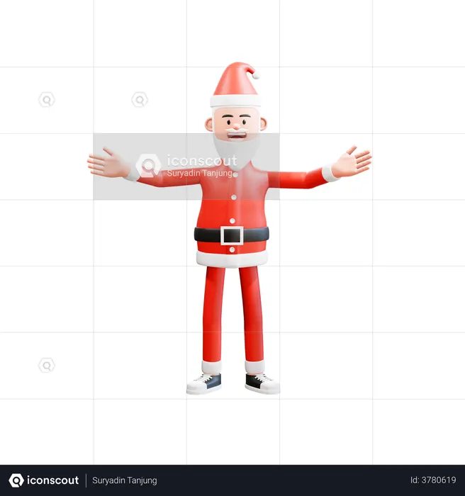 Happy santa claus celebrating christmas with welcoming gesture  3D Illustration