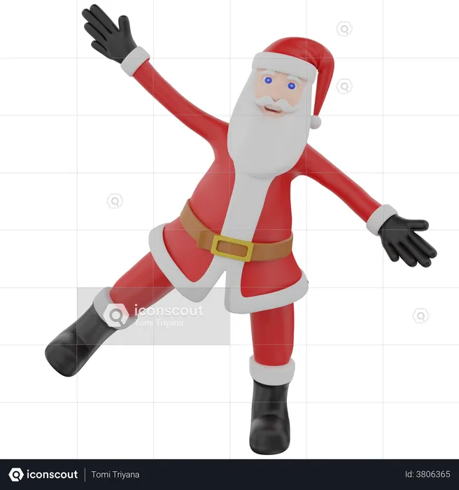 Happy Santa Claus Dancing  3D Illustration