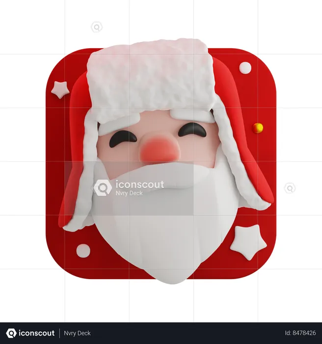 Happy santa claus head  3D Icon
